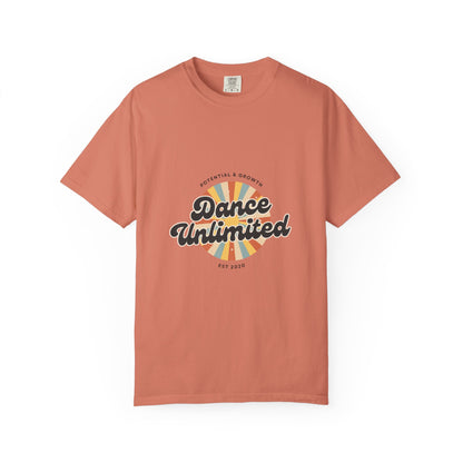 "Dance Unlimited, Potential & Growth" Unisex Garment-Dyed T-Shirt – Retro-Inspired Dance Motivation Graphic Tee – Inspirational Shirt for Dancers"