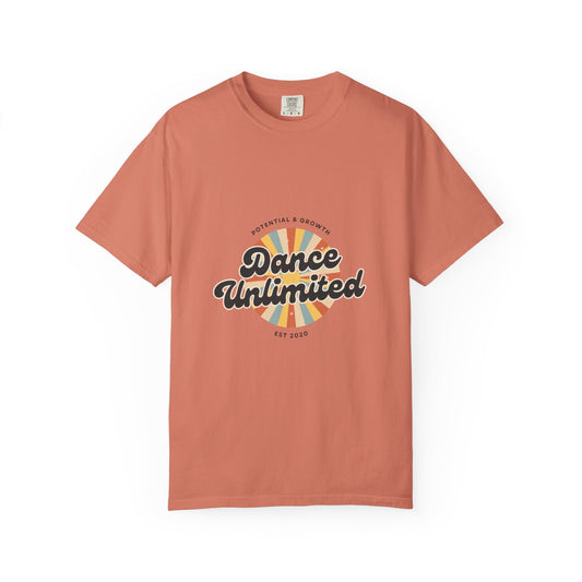 "Dance Unlimited, Potential & Growth" Unisex Garment-Dyed T-Shirt – Retro-Inspired Dance Motivation Graphic Tee – Inspirational Shirt for Dancers"
