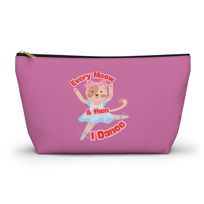 “Every Meow & Then I Dance” Adorable Dancing Cat Graphic | Cute Cat Dance Cosmetic Bag for Ballet Lovers & Travel Essentials - Makeup Bag