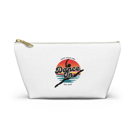 "Keep Calm and Dance On" Makeup Bag – Retro-Inspired Dance Graphic – Motivational Dance-Themed Zipper Pouch for Cosmetics, Accessories & Gifts