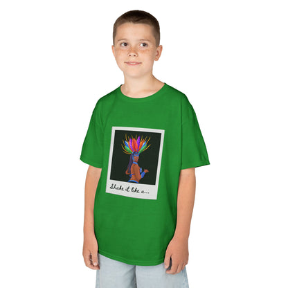 "Shake It Like a..." Youth Short Sleeve Tee – Carnival-Inspired Samba Dancer Graphic Dance Shirt for Kids