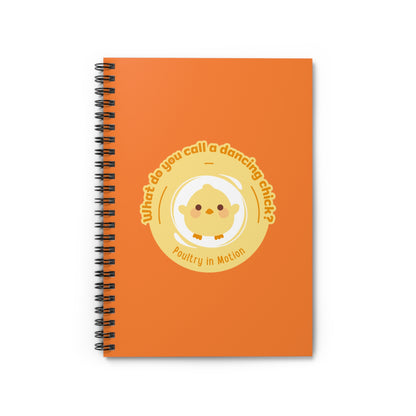 "Poultry in Motion" Spiral Notebook – Funny Dance Pun Journal with Cute Chicken Graphic for Dancers, Writers & Pun Lovers