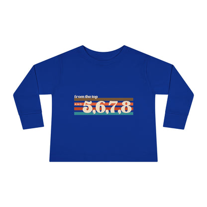 "From the Top and 5, 6, 7, 8" Toddler Dance T-Shirt – Retro Choreography-Inspired Long Sleeve Tee for Kids