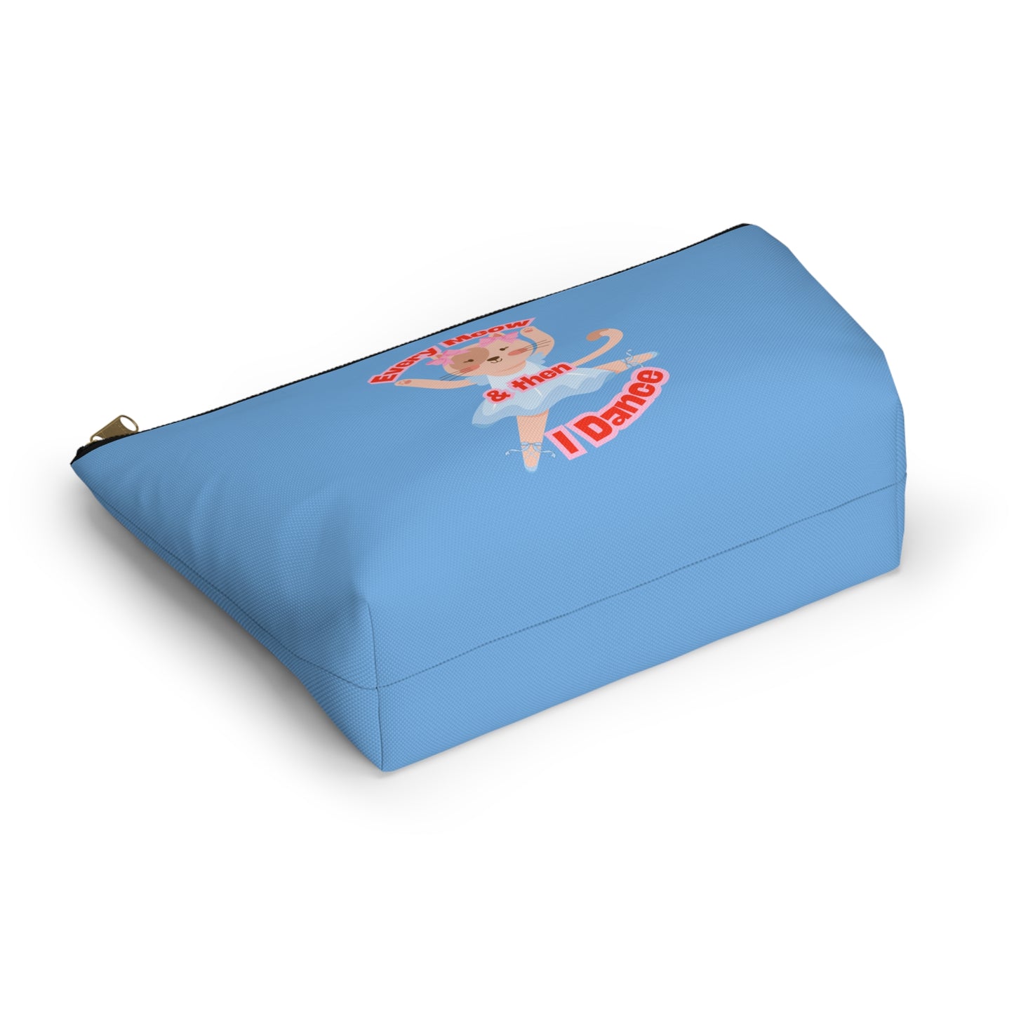 “Every Meow & Then I Dance” Adorable Dancing Cat Graphic | Cute Cat Dance Cosmetic Bag for Ballet Lovers & Travel Essentials - Makeup Bag