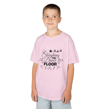 “Sleighing the Dance Floor” YOUTH TEE Short Sleeve with Santa’s Sleigh and Reindeer – Festive Christmas Dance Shirt for Kids and Young Dancers