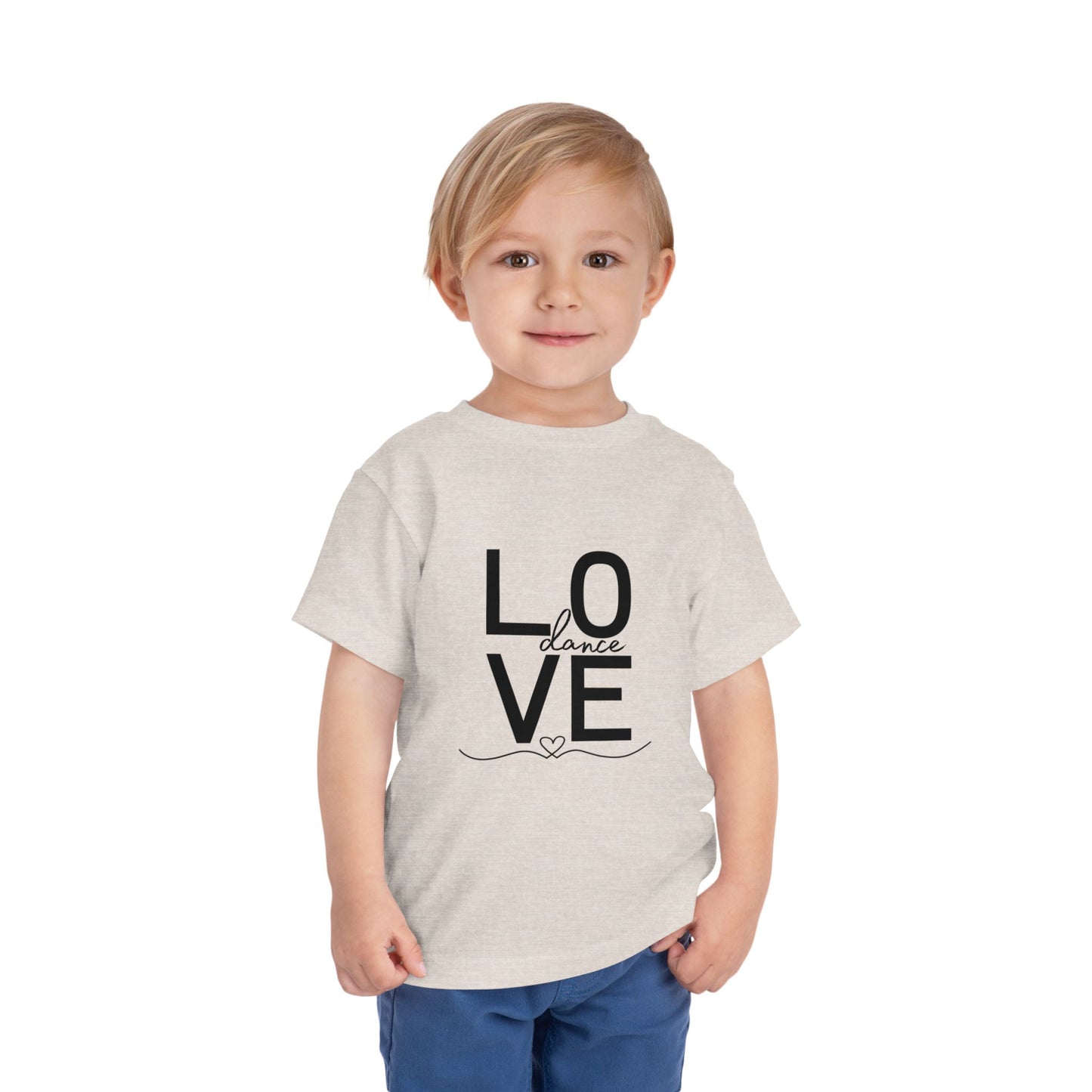 "LOVE Dance" Toddler Short Sleeve Tee – Script Letter Graphic Dance Lover T-Shirt