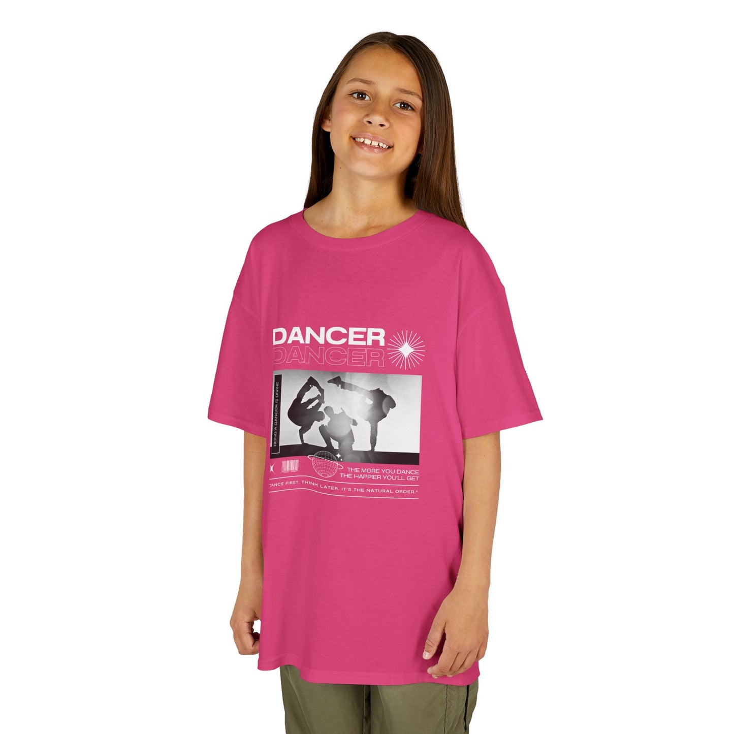 "Dancer" Youth Short Sleeve Tee – Streetwear-Style Breakdancer Graphic Hip Hop Dance Kids T-Shirt