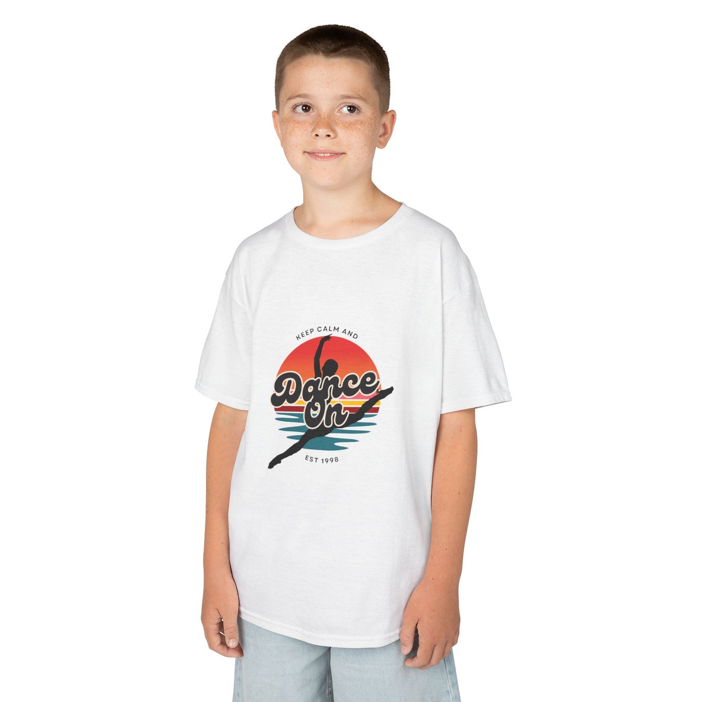 "Keep Calm and Dance On" Youth Short Sleeve Tee – Retro Graphic Dance Shirt for Kids and Young Performers