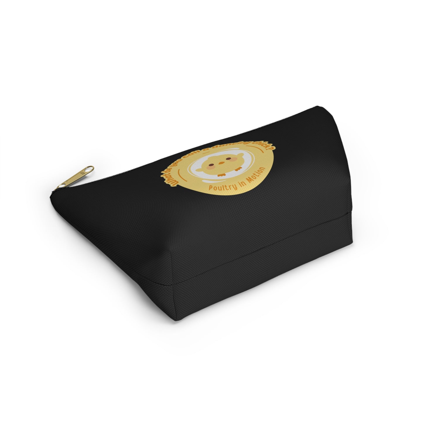 "What do you call a dancing chick? Poultry in Motion." Makeup Bag – Funny Dancing Chick Pun with Cute Chicken Graphic – Dance-Themed Zipper Pouch for Cosmetics, Accessories & Gifts