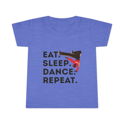 "Eat, Sleep, Dance, Repeat" Toddler Dance T-Shirt – Bold B-Boy Graphic Short Sleeve Tee for Kids