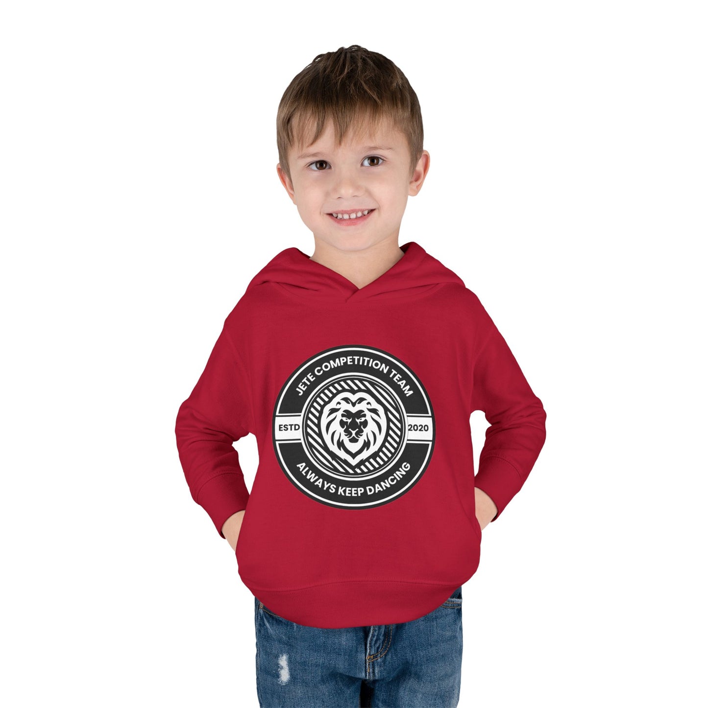 “Jeté Competition Team: Always Keep Dancing” Toddler Pullover Fleece Hoodie – Collegiate Dance Graphic |  Sweatshirt for Kids