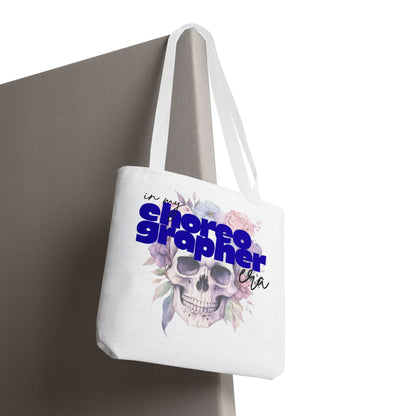 In My Choreographer Era Tote Bag with Colored Handles – Pastel Floral Skull Dance-Inspired Carryall