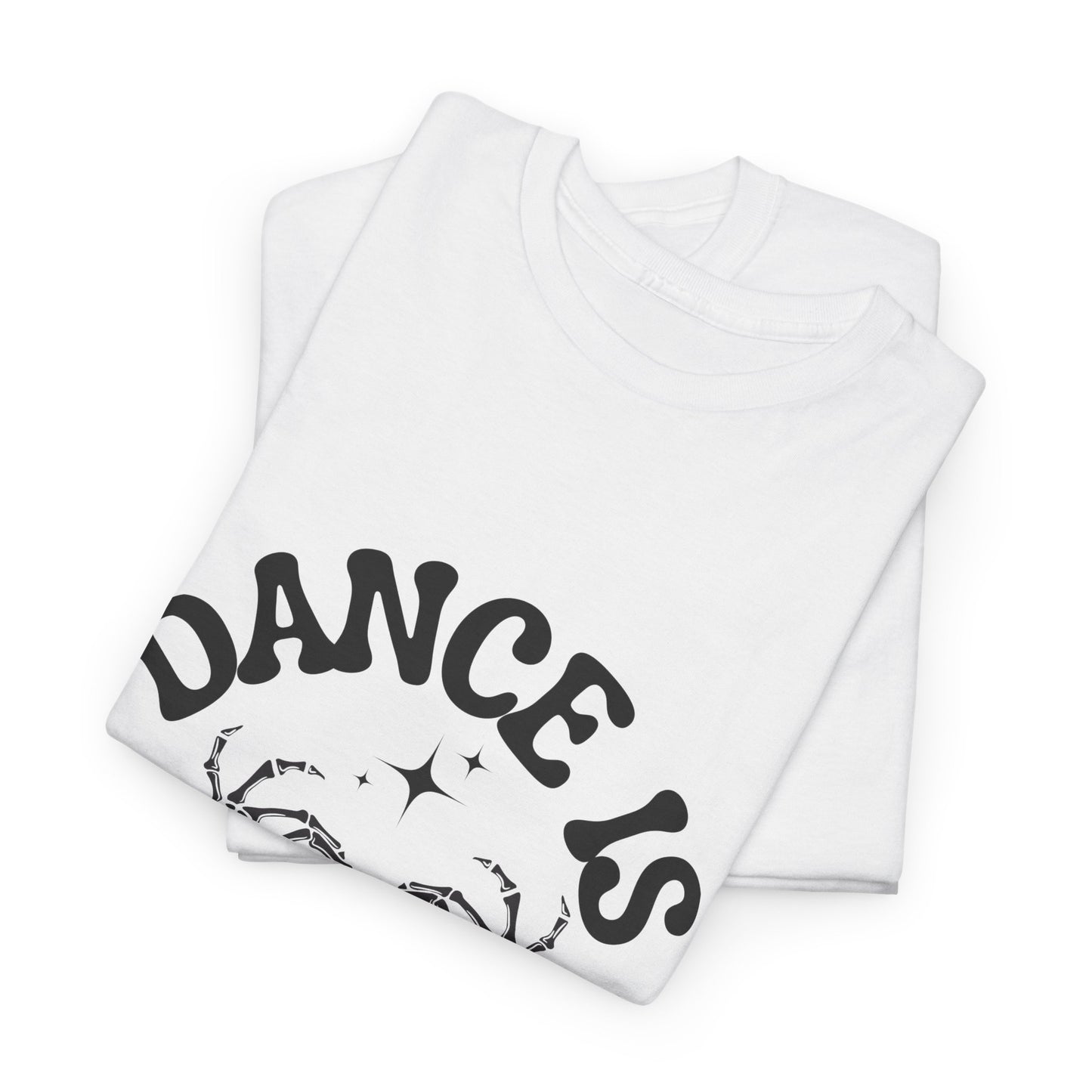 “Dance Is in My Bones” Halloween Dance T-Shirt with Cute Skeleton Heart Graphic - Unisex Heavy Cotton Tee