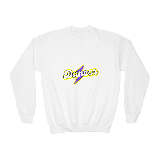 "Dancer" Youth Crewneck Sweatshirt – Superhero-Inspired Dance Graphic Pullover for Kids and Teens