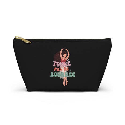 "Tombé Pas de Bourrée" Makeup Bag – Elegant Ballet Dancer Graphic – Ballet-Themed Zipper Pouch for Cosmetics, Accessories & Dance Gifts