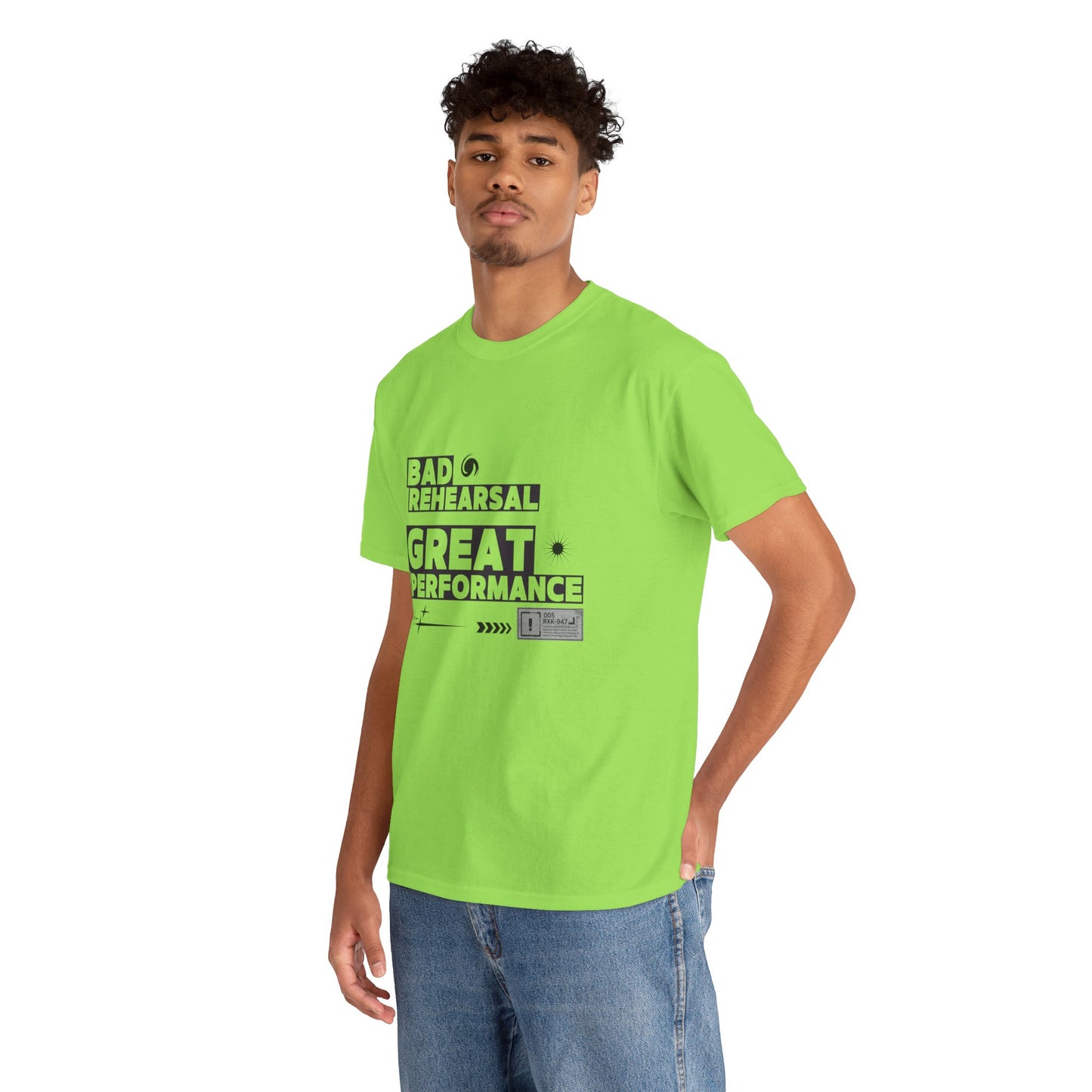 "Bad Rehearsal, Great Performance" Dance Quote Tee – Unisex Heavy Cotton T-Shirt with Streetwear-Inspired Graphic for Dancers