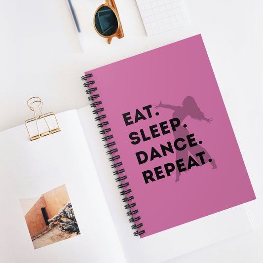 "Eat, Sleep, Dance, Repeat" Spiral Notebook – Bold Dancer Graphic Journal for Dance Lovers, Students & Choreographers