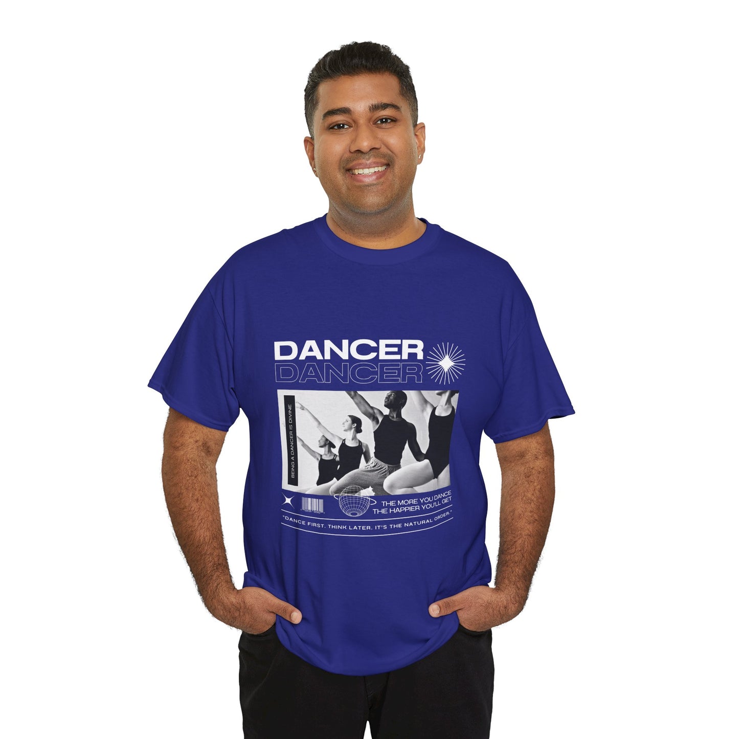 "Dancer" with ballet dancers at the Barre - Unisex Heavy Cotton Tee | Streetwear-Inspired Ballet Training Graphic T-Shirt for Dance Lovers
