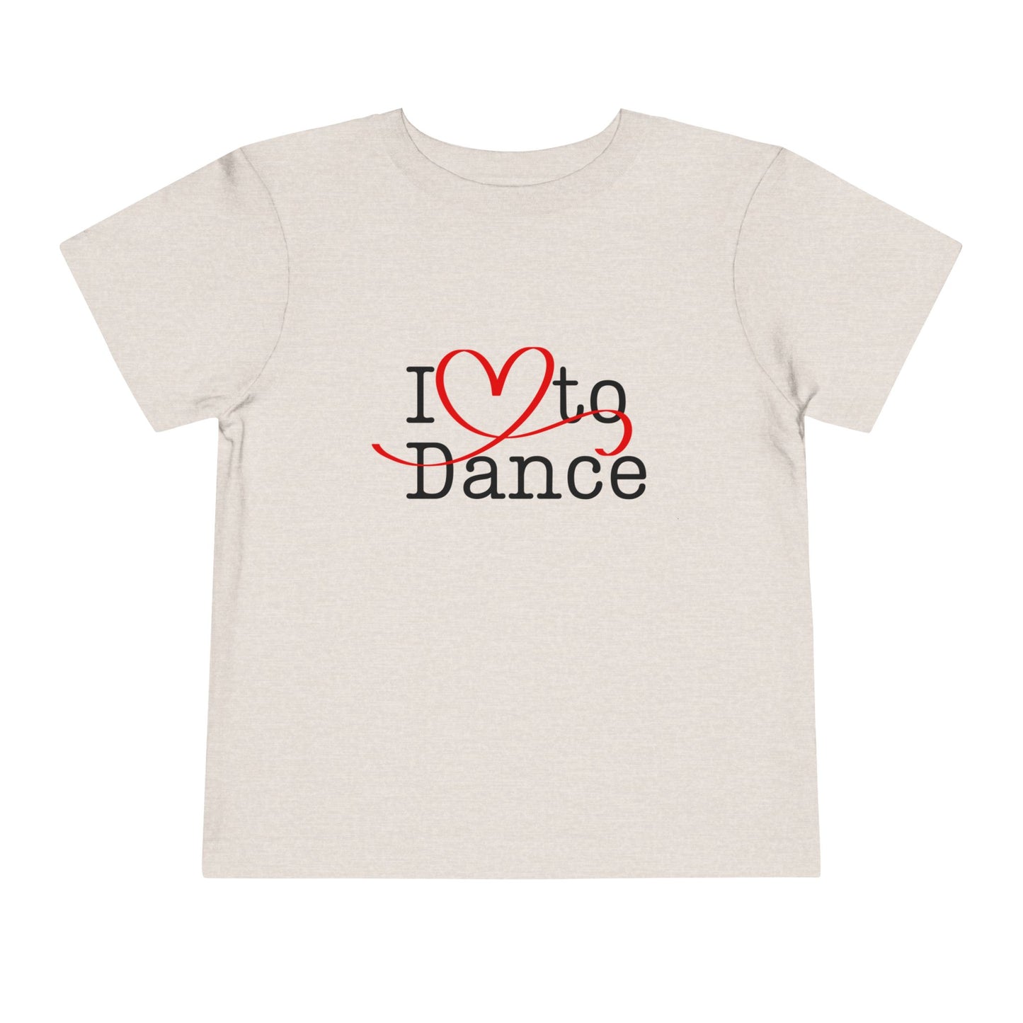 "I Love to Dance" Toddler Short Sleeve Tee – Hand-Drawn Heart Graphic Dance Lover T-Shirt
