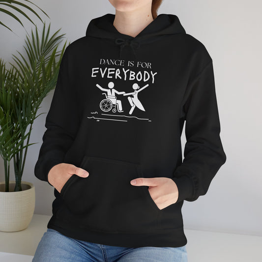 "Dance Is for Everybody" Unisex Hoodie – Inclusive Dance-Themed Hoodie for Teens and Adults with Personalization Option on Sleeve
