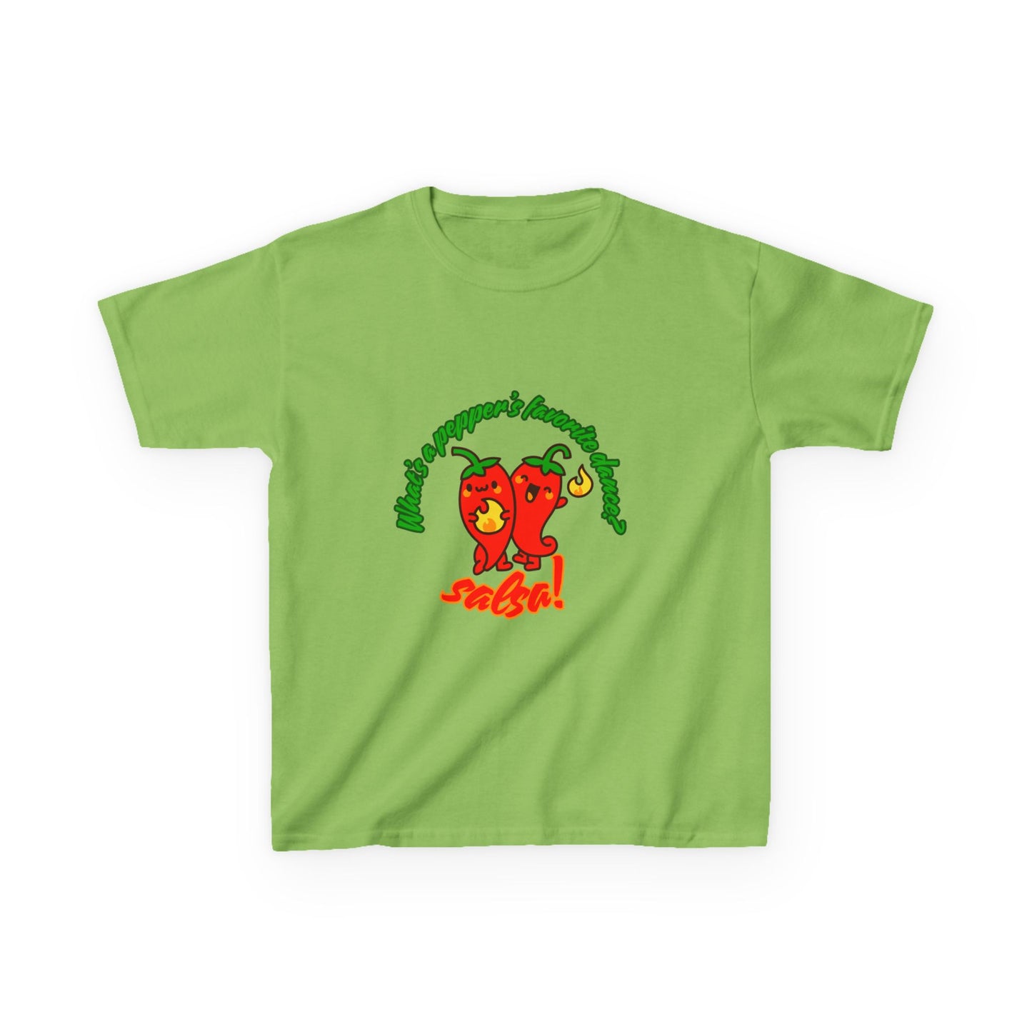 "What’s a Pepper’s Favorite Dance? Salsa!" Youth Short Sleeve Tee – Funny Dance Shirt with Cute Pepper Graphic for Kids