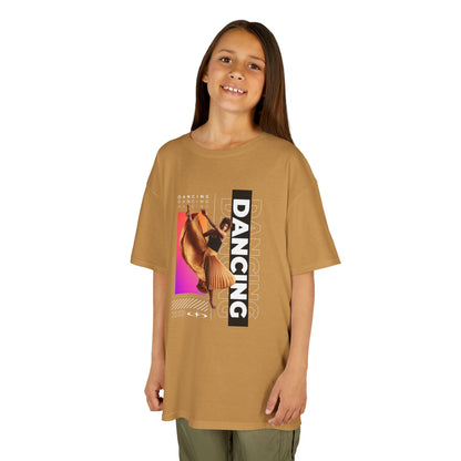 "Dancing" Youth Short Sleeve T-Shirt – Streetwear-Inspired Female Dancer Graphic – Stylish Dance Apparel for Kids