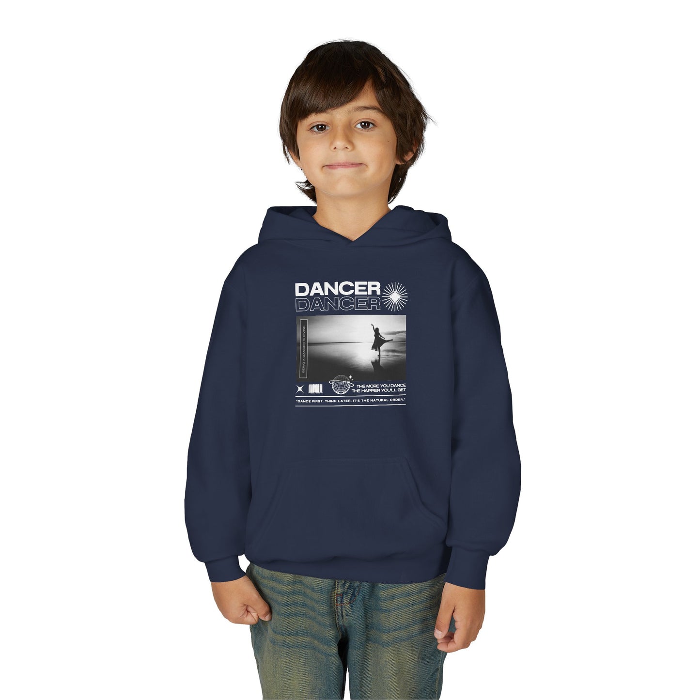 “Dancer” Arabesque on the Beach Graphic | Unisex Youth Hoodie – Streetwear-Inspired Ballet Dance Hoodie for Kids & Young Dancers