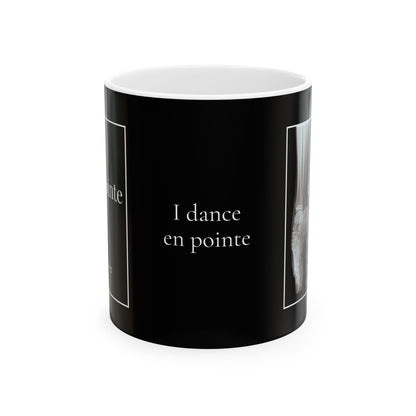 “I Dance En Pointe” Accent Coffee Mug – Ballet-Themed Personalized Mug with X-Ray Foot Design for Dancers, Teachers, and Ballet Lovers