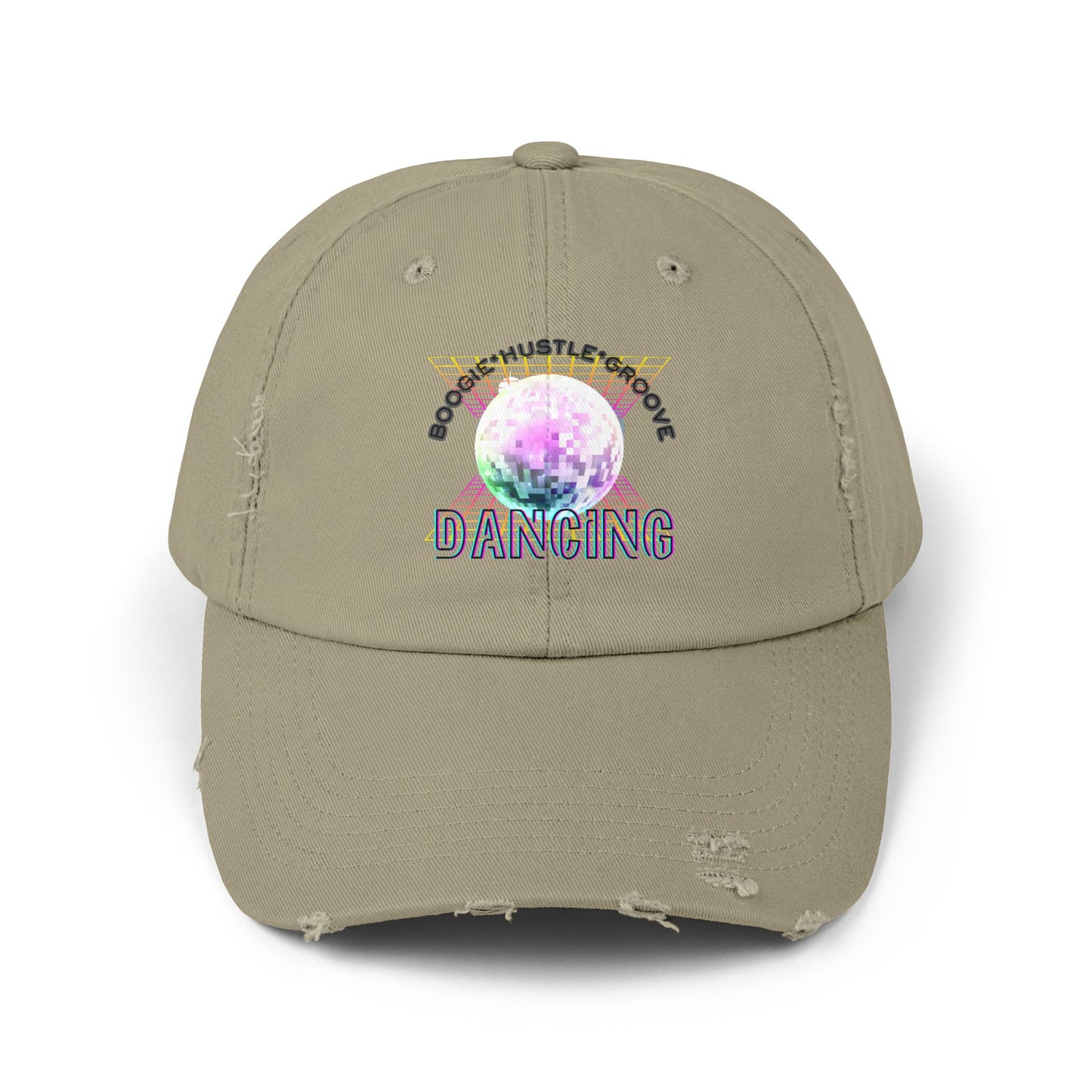 "Boogie, Hustle, Groove - Dancing" Streetwear Embroidered Design – Unisex Distressed Dance Cap