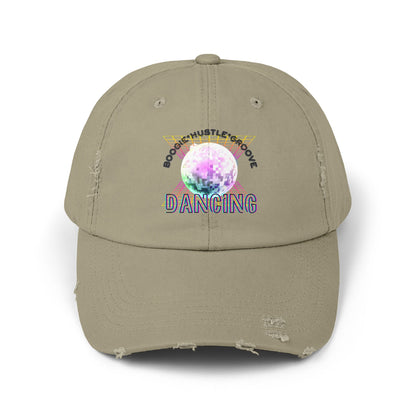 "Boogie, Hustle, Groove - Dancing" Streetwear Embroidered Design – Unisex Distressed Dance Cap