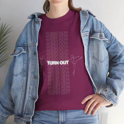 "Turn Out" Ballerina Graphic Unisex Heavy Cotton Tee – Ballet Dance T-Shirt for Dancers & Dance Enthusiasts