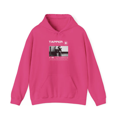 “Tapper” Tap Dance Text with Streetwear-Style Tap Shoes Graphic – Unisex Heavy Blend™ Hooded Sweatshirt – Cozy Dance Hoodie for Tap Dancers & Performing Arts Fans