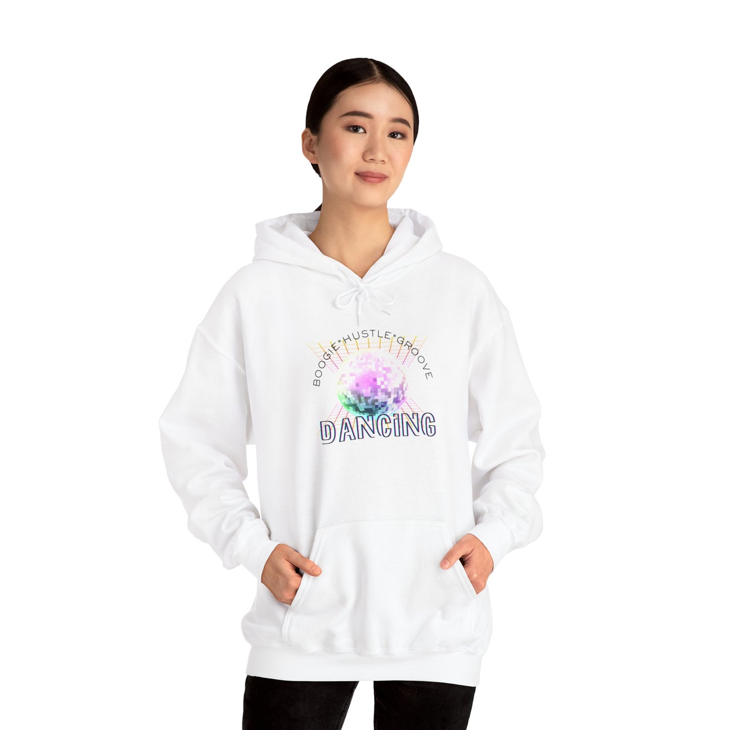"Boogie, Hustle, Groove - Dancing" Streetwear Dance Graphic – Unisex Heavy Blend™ Hooded Sweatshirt