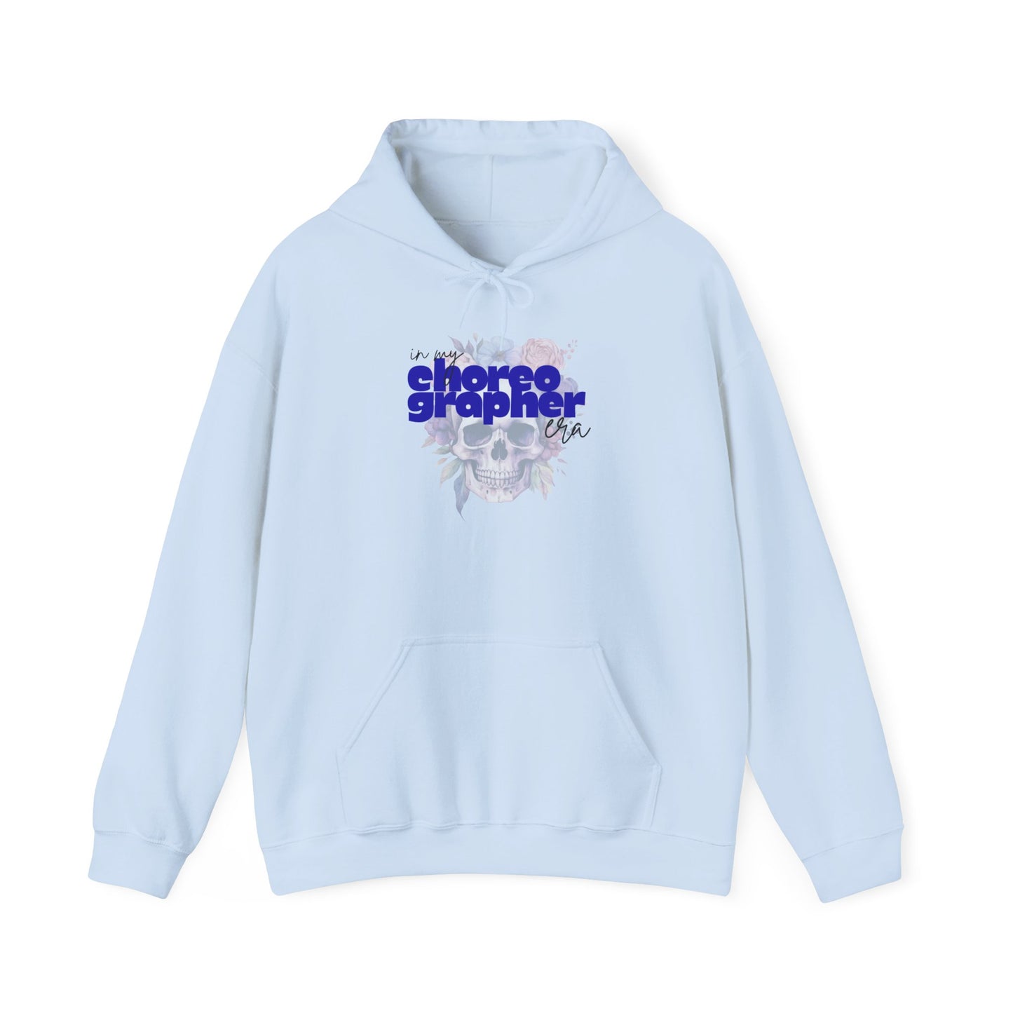 "In My Choreographer Era" Hoodie – Unisex Heavy Blend™ Hooded Sweatshirt with Floral Skull Graphic for Dance Creatives