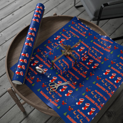 “Sleigh the Dance Floor” Christmas Wrapping Paper – Cute Retro Video Game–Style Holiday Gift Wrap for Dancers, Perfect for Dance Studios & Ballet Lovers