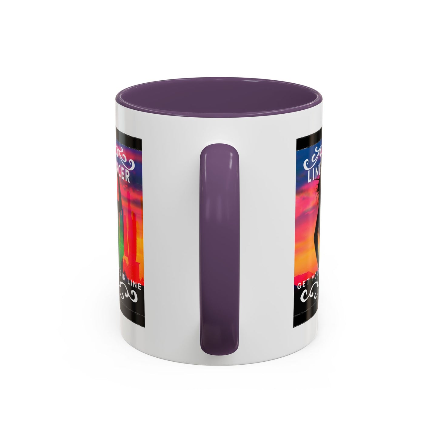"Line Dancer" Accent Coffee Mug – Cute Cowgirl Graphic Ceramic Mug for Country Dance Lovers