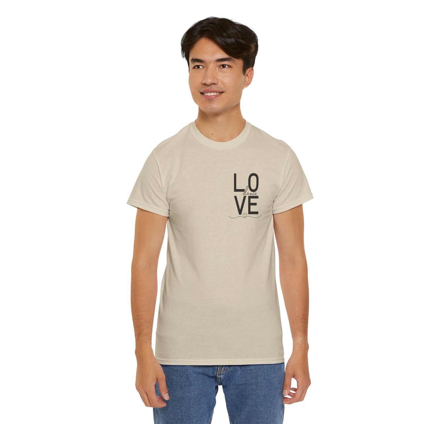 "LOVE Dance" Unisex Heavy Cotton Tee – Script Letter Graphic Dance Lover T-Shirt