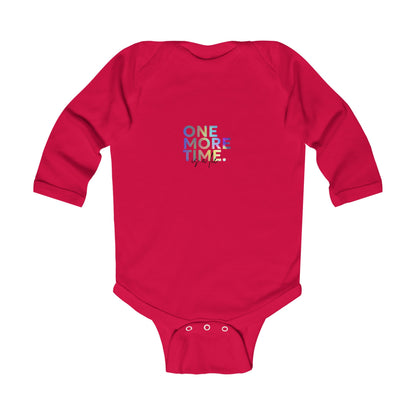 "One More Time is a Lie" Infant Long Sleeve Dance Bodysuit –Colorful Graphic Baby Outfit