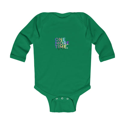 "One More Time is a Lie" Infant Long Sleeve Dance Bodysuit –Colorful Graphic Baby Outfit