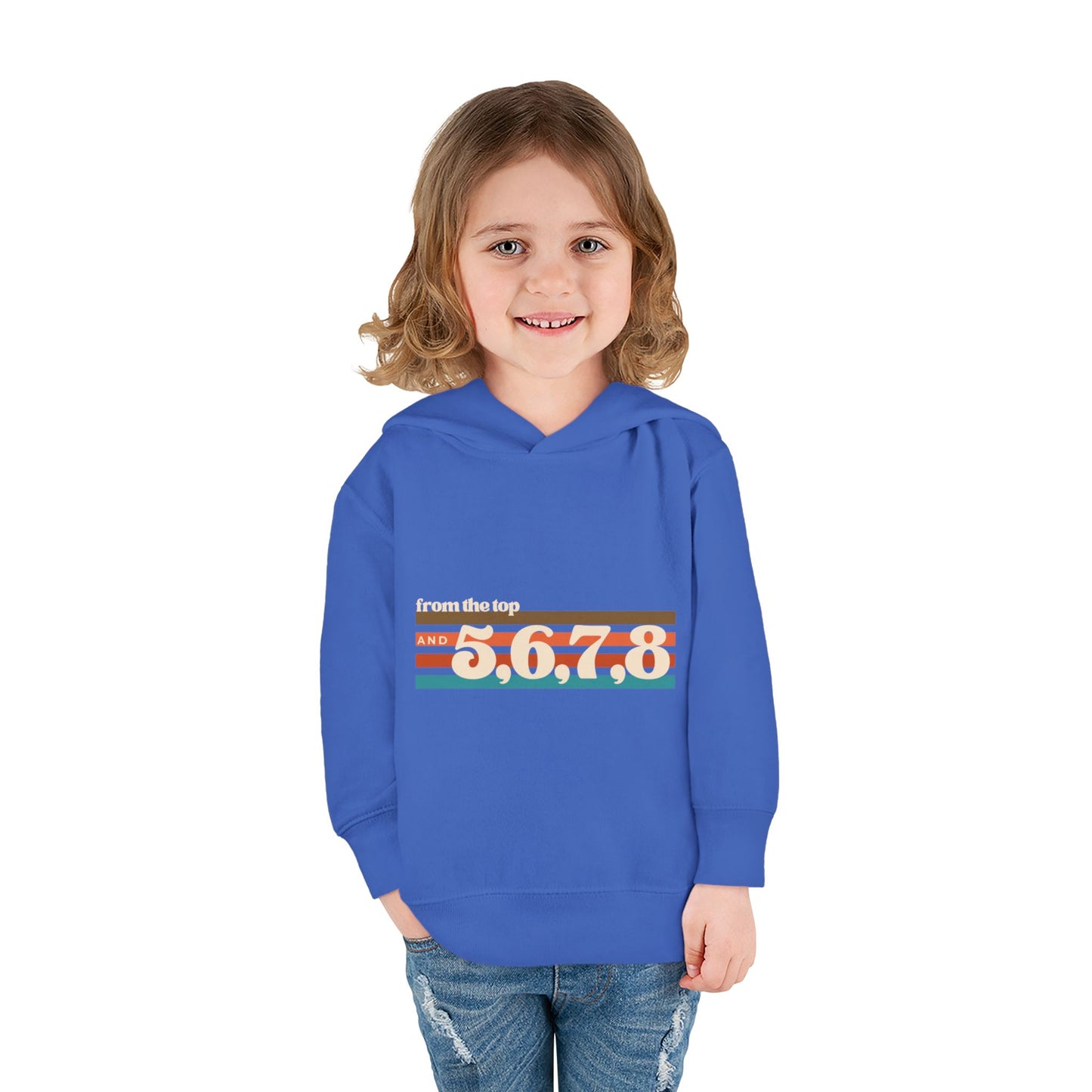 "From the Top and 5, 6, 7, 8" Toddler Pullover Hoodie – Retro Dance Rehearsal Graphic Fleece Sweatshirt for Kids