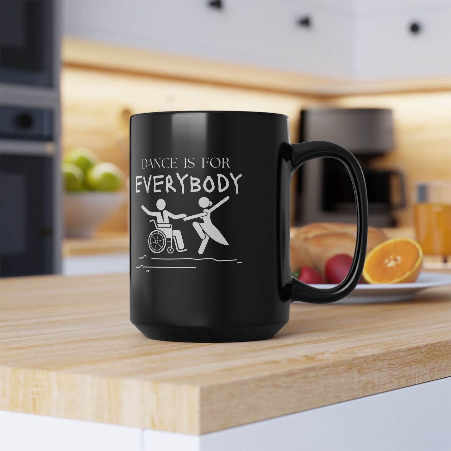 "Dance Is for Everybody" Accent Coffee Mug – Inclusive Dance-Themed Mug for Dancers, Teachers, and Ballet Lovers