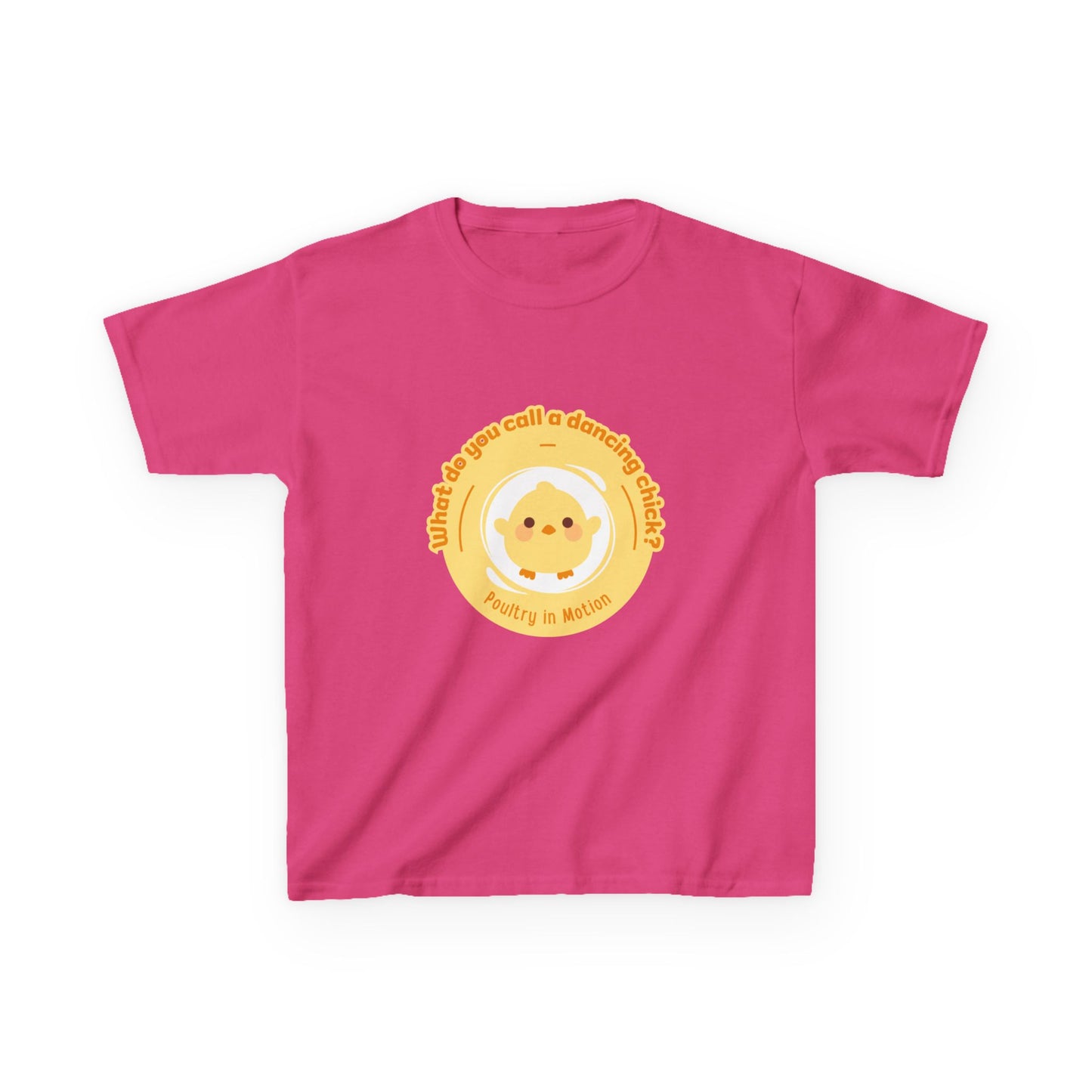 “What do you call a dancing chick? Poultry in Motion” Funny Chick Dance Tee for Kids – Cute Chicken Graphic - Youth Dance Pun T-Shirt
