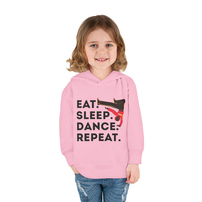"Eat Sleep Dance Repeat" Toddler Pullover Hoodie – Bold B-Boy Dance Graphic Fleece Sweatshirt for Kids