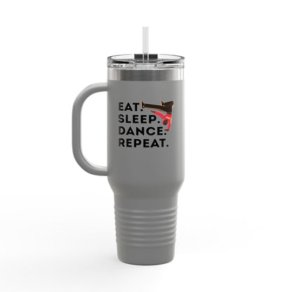 "Eat Sleep Dance Repeat" 40oz Insulated Travel Mug – Bold B-Boy Graphic, Stainless Steel Tumbler for Dancers & Street Style Fans