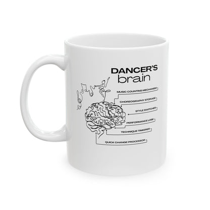 "Dancer’s Brain" Accent Coffee Mug – Funny Dance-Themed Mug with Option for Personalization for Dance Lovers