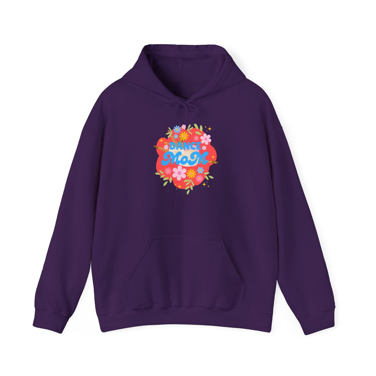 "Dance Mom" Superhero Hoodie – Floral Front Graphic & Fun Back Design | Unisex Hooded Sweatshirt for Proud Dance Parents