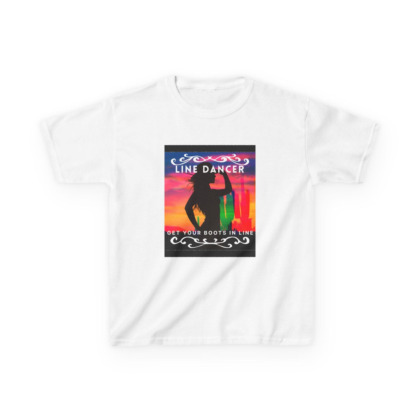 "Line Dancer – Get Your Boots in Line" Youth Short Sleeve Tee – Western-Inspired Country Dance Shirt for Kids