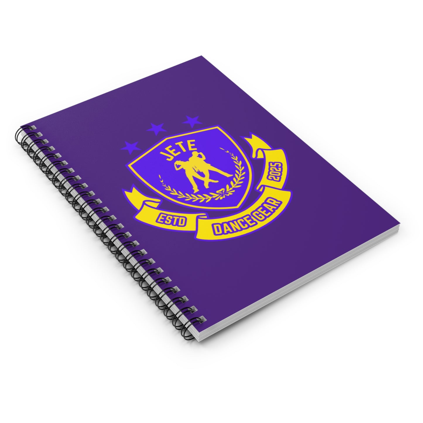 "Jeté Dance Gear" Spiral Notebook – Collegiate-Inspired Dance Journal with Colorful Graphic for Dancers, Students & Choreographers