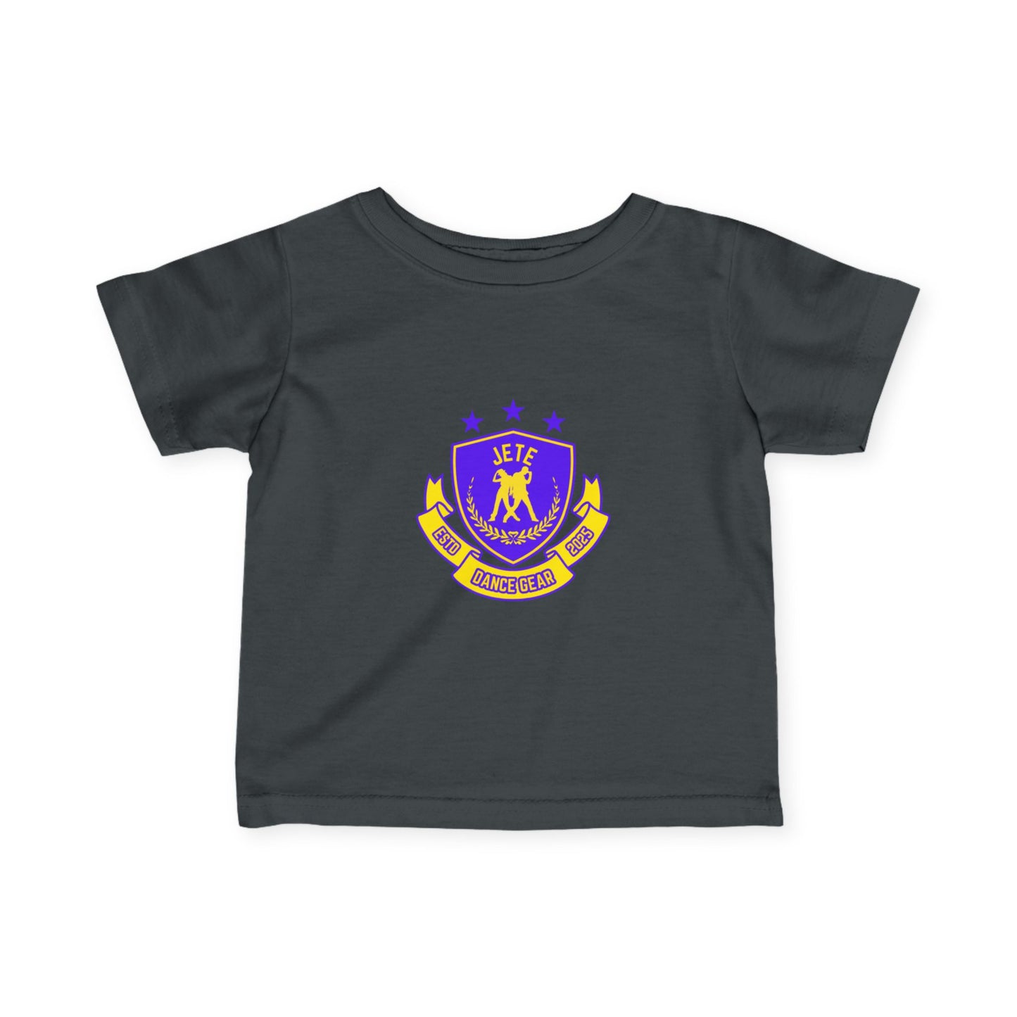 "Jeté Dance Gear" Infant Dance T-Shirt – Collegiate-Inspired Dancer Graphic Short Sleeve Tee for Babies