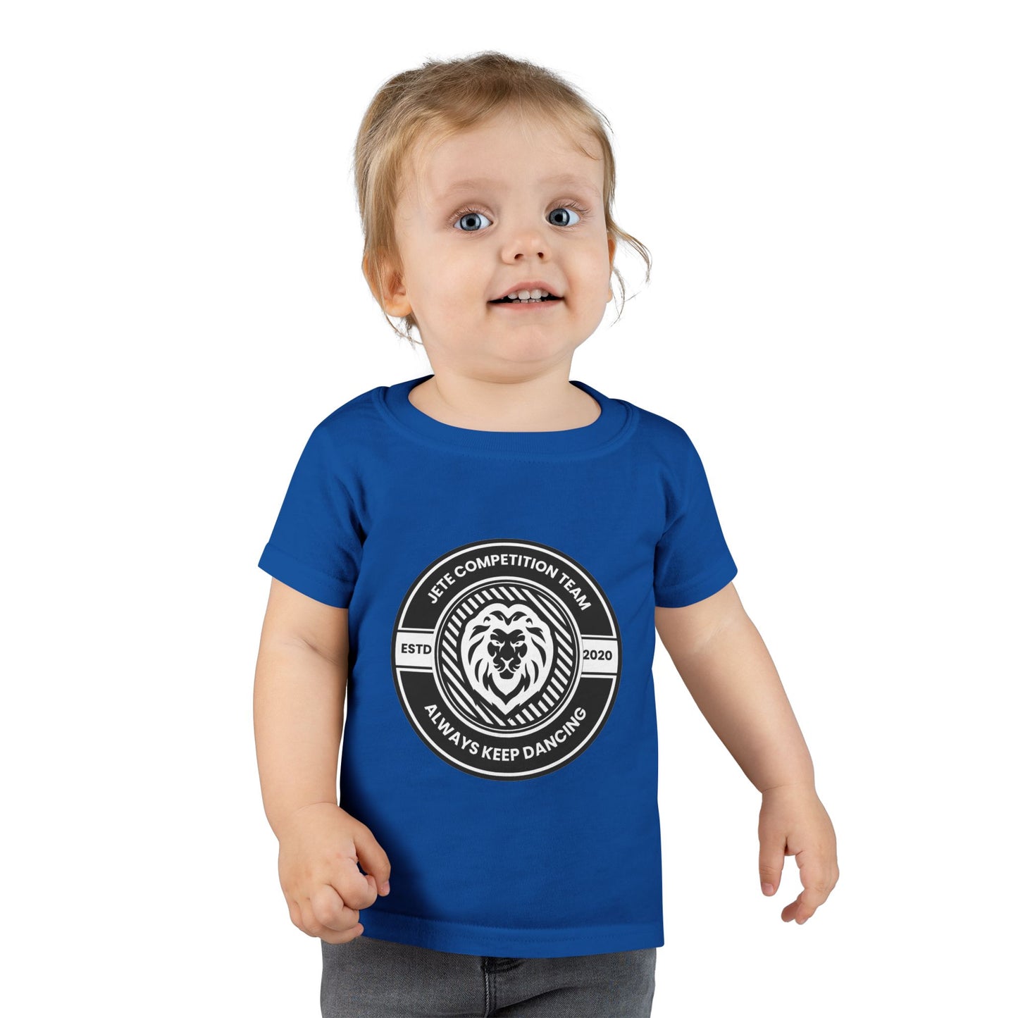 "Jeté Competition Team – Always Keep Dancing" Toddler Dance T-Shirt – Collegiate-Inspired Emblem Graphic Short Sleeve Tee for Kids